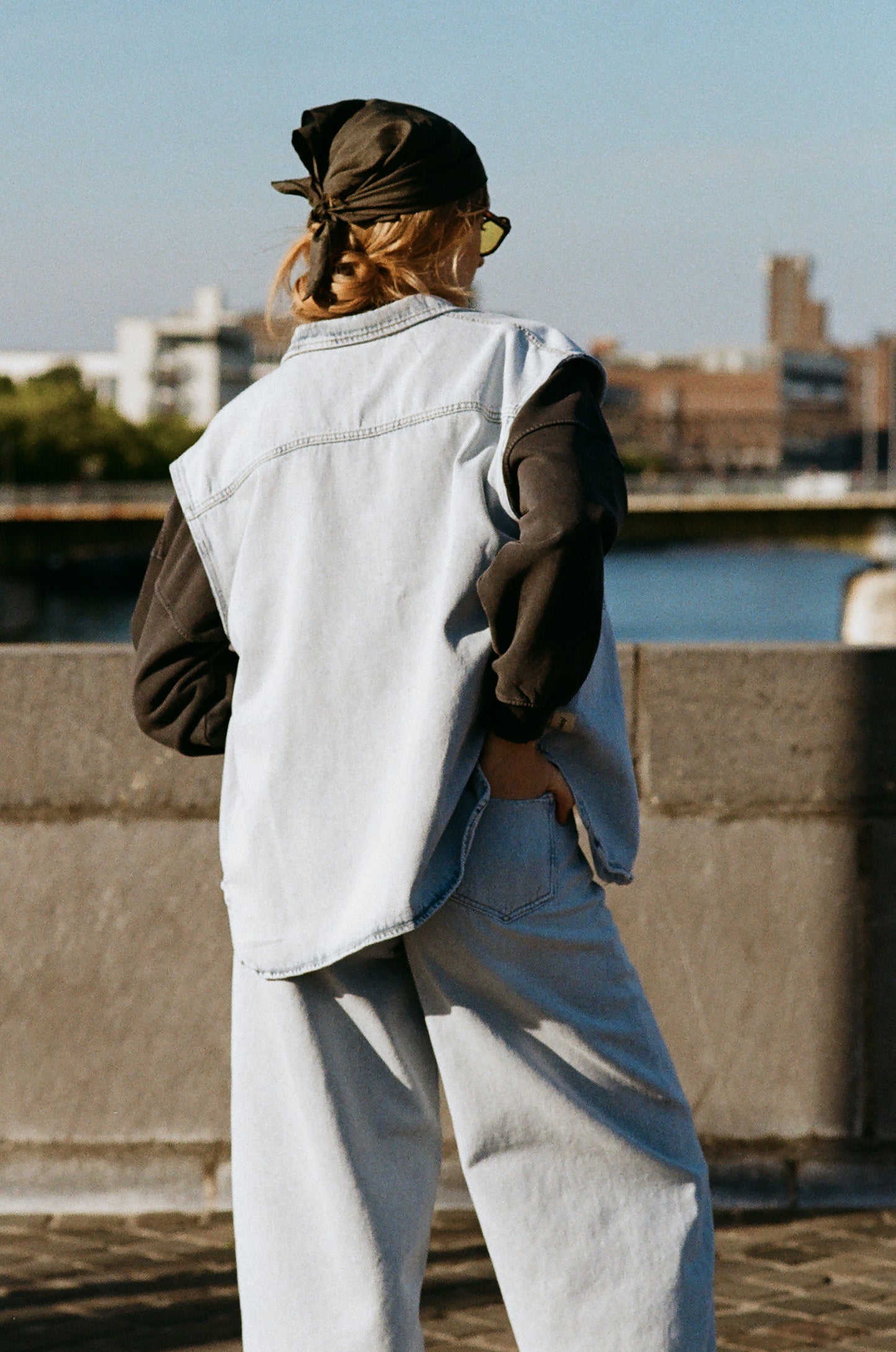 The sleeveless denim jacket