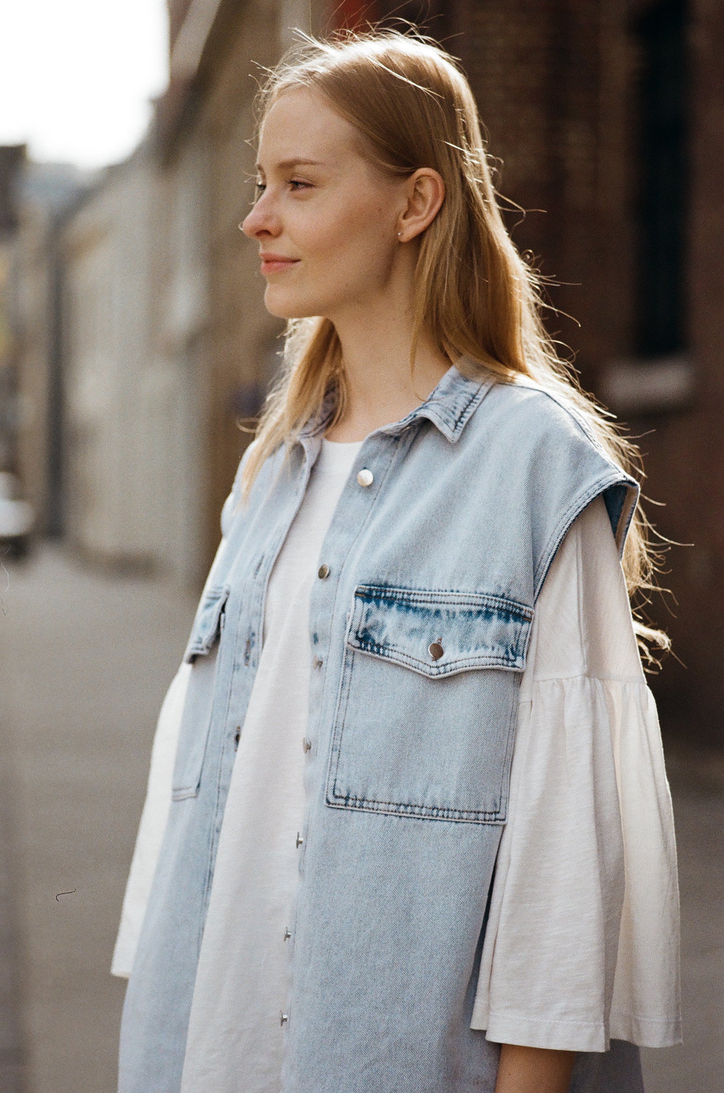 The sleeveless denim jacket